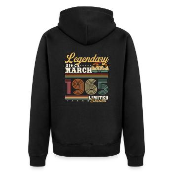 Legendary since March 1965 vintage birthday - Unisex Premium Organic Zip Hoodie - black - Back - Nico (187cm)