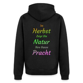Herbst Herbstlich Natur Umwelt - Unisex Premium Bio Zip Hoodie - Schwarz - Hinten - Nico (187cm)