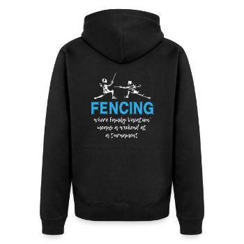 Fencing Weekend at a Tournament - Unisex Premium Bio Zip Hoodie - Schwarz - Hinten - Nico (187cm)