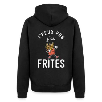 Je peux pas j ai frites humour friterie - Veste à capuche bio Premium Unisexe - noir - Dos - Nico (187cm)