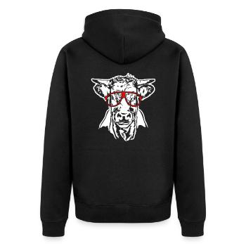 Vache à lunettes boeuf taureau pâturage animal Wilsigns - Veste à capuche bio Premium Unisexe - noir - Dos - Nico (187cm)