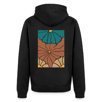 Boho Flora Blumen - Unisex Premium Bio Zip Hoodie - Schwarz - Hinten - Nico (187cm)