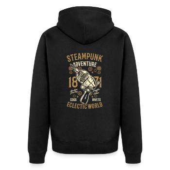Space Future Univerum Adventure Robot - Unisex Premium Organic Zip Hoodie - black - Back - Nico (187cm)