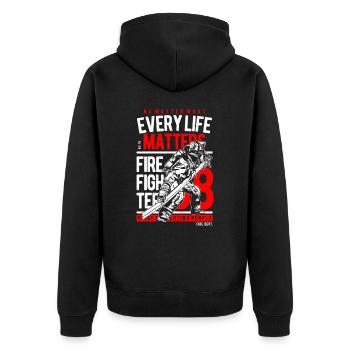Fire brigade Every life counts - Unisex Premium Organic Zip Hoodie - black - Back - Nico (187cm)