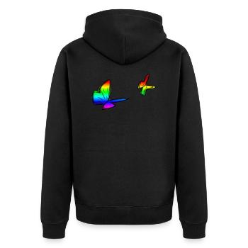 bunte schmetterlinge schmetterling bunt symbol - Unisex Premium Bio Zip Hoodie - Schwarz - Hinten - Nico (187cm)