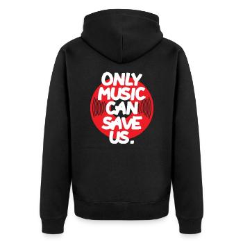 Only Music - Unisex Premium Bio Zip Hoodie - Schwarz - Hinten - Nico (187cm)