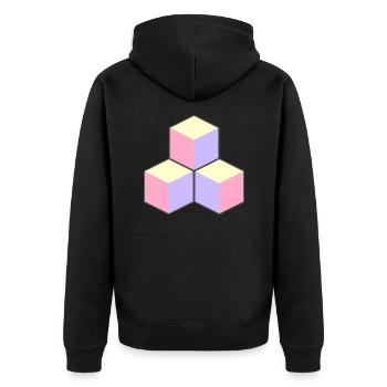 Pastellfarbene Würfel - ApriNoeScor - Unisex Premium Bio Zip Hoodie - Schwarz - Hinten - Nico (187cm)
