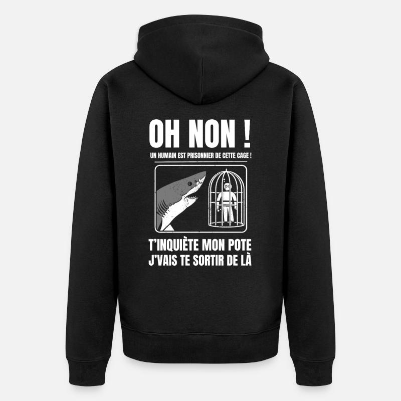 requin - Veste à capuche bio Premium Unisexe - noir