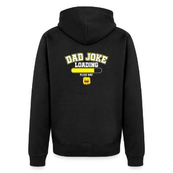 Dad Joke Shop Please Wait - Dad Joke Loading - Unisex Premium Organic Zip Hoodie - black - Back - Nico (187cm)