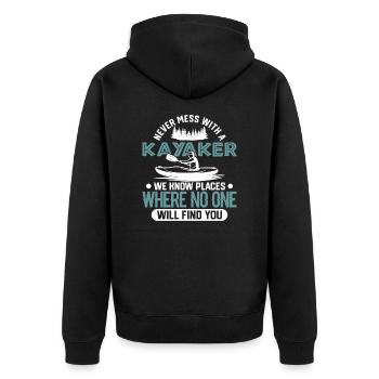 Kayaker kayaking love - we know places - Unisex Premium Organic Zip Hoodie - black - Back - Nico (187cm)