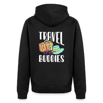 Travel buddy travel companions Travel - Unisex Premium Organic Zip Hoodie - black - Back - Nico (187cm)