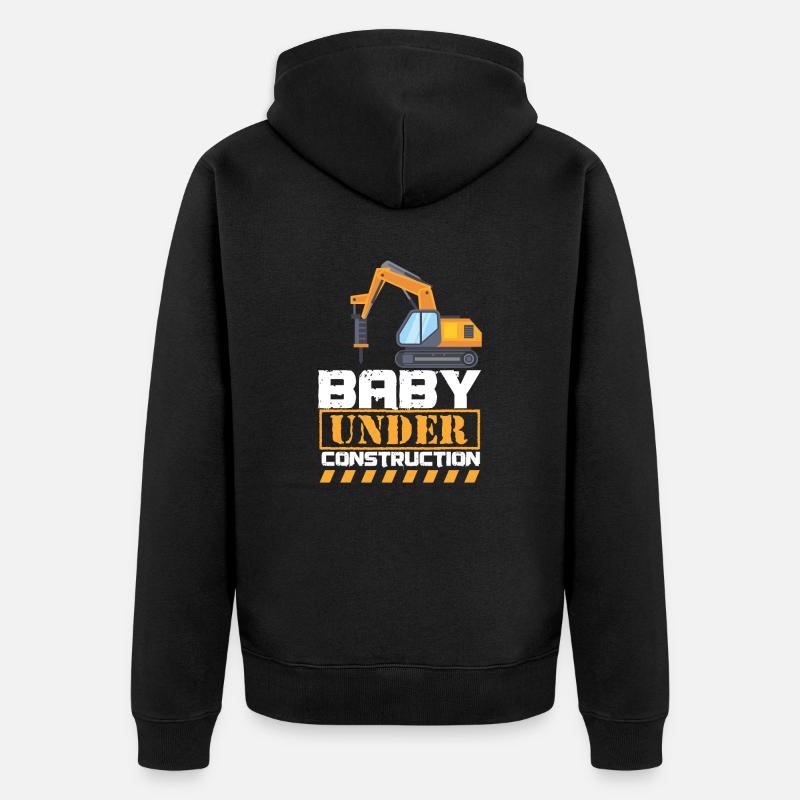 Bébé en construction Grossesse Mère - Veste à capuche bio Premium Unisexe - noir