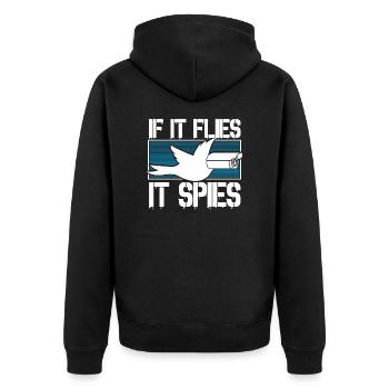 Bird conspiracy theory drone surveillance - Unisex Premium Organic Zip Hoodie - black - Back - Nico (187cm)