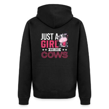 Juste une fille qui aime les vaches ferme paysanne - Veste à capuche bio Premium Unisexe - noir - Dos - Nico (187cm)