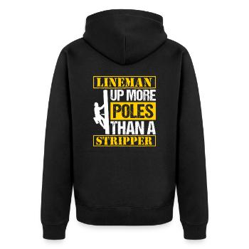 Electricity electrician jokes line fitter line - Unisex Premium Organic Zip Hoodie - black - Back - Nico (187cm)
