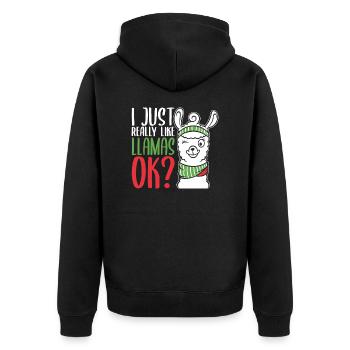 J’aime bien Llamas ? Llama fille Llama-Garçon alpaga - Veste à capuche bio Premium Unisexe - noir - Dos - Nico (187cm)