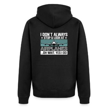 Airplane Love Aviation Aviation Lovers - Unisex Premium Organic Zip Hoodie - black - Back - Nico (187cm)