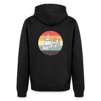 Lokomotive Eisenbahnfan Eisenbahnliebhaber - Unisex Premium Bio Zip Hoodie - Schwarz - Hinten - Nico (187cm)