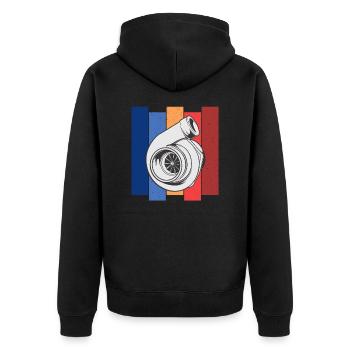 Turbo Auto Boost Schnelle Autos Liebhaber Tuning - Unisex Premium Bio Zip Hoodie - Schwarz - Hinten - Nico (187cm)