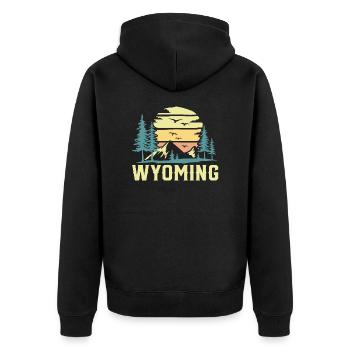 Wyoming Vintage Nature Lovers Wyomingite Mountains - Unisex Premium Organic Zip Hoodie - black - Back - Nico (187cm)