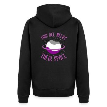 Dieses Ass braucht ihren Raum Asexuell - Unisex Premium Bio Zip Hoodie - Schwarz - Hinten - Nico (187cm)