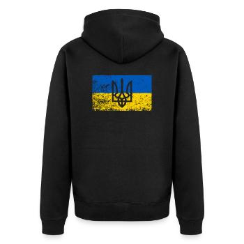 Ukrainian flag Ukraine roots nationality - Unisex Premium Organic Zip Hoodie - black - Back - Nico (187cm)