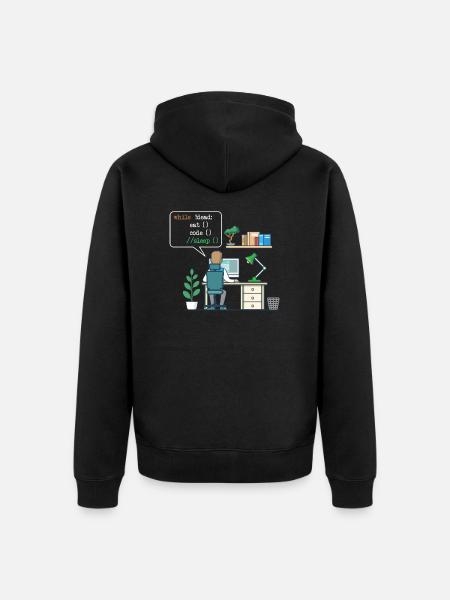 Eat Code Sleep | Funny Coder Programmeur - Veste à capuche bio Premium Unisexe - noir