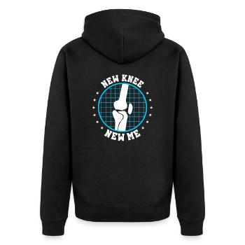 New knee, new self | Fun knee surgery - Unisex Premium Organic Zip Hoodie - black - Back - Nico (187cm)