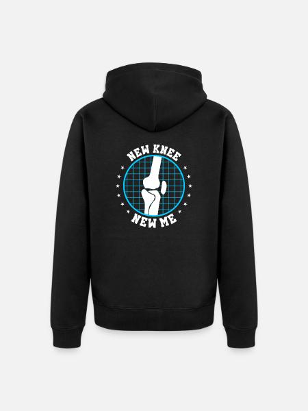 New knee, new self | Fun knee surgery - Unisex Premium Organic Zip Hoodie - black