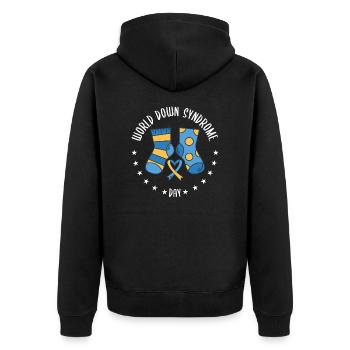 Welt-Down-Syndrom-Tag | Down-Syndrom Bewusstsein - Unisex Premium Bio Zip Hoodie - Schwarz - Hinten - Nico (187cm)