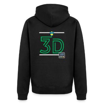 3D-Drucker Design | 3D-Druck Liebe 3D-Druck - Unisex Premium Bio Zip Hoodie - Schwarz - Hinten - Nico (187cm)