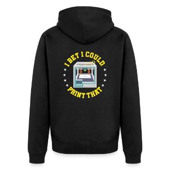 Ich wette, ich kann das drucken | 3D-Druck-Aussage - Unisex Premium Bio Zip Hoodie - Schwarz - Hinten - Nico (187cm)