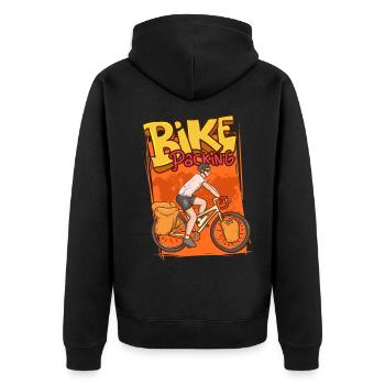 bike packing.bike tour aventure avec panier - Veste à capuche bio Premium Unisexe - noir - Dos - Nico (187cm)