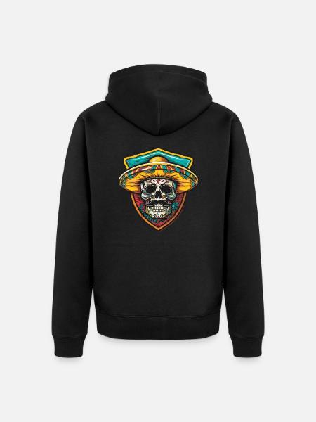 Mexican Skeleton Sombrero - Unisex Premium Organic Zip Hoodie - black