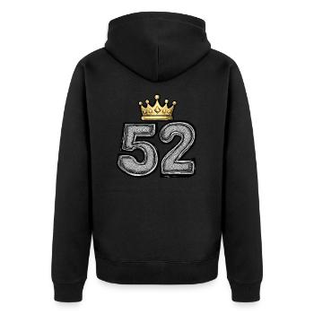 52 Number Krone - Unisex Premium Organic Zip Hoodie - black - Back - Nico (187cm)