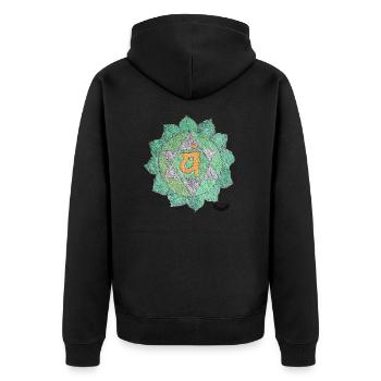 Herzchakra Anahata Chakra Liebe - Unisex Premium Bio Zip Hoodie - Schwarz - Hinten - Nico (187cm)