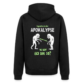 Irgendwo in der Apokalypse, Zombie Shirt - Unisex Premium Bio Zip Hoodie - Schwarz - Hinten - Nico (187cm)