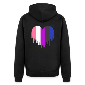 Tropfendes Genderfluid Pride Herz - Unisex Premium Bio Zip Hoodie - Schwarz - Hinten - Nico (187cm)