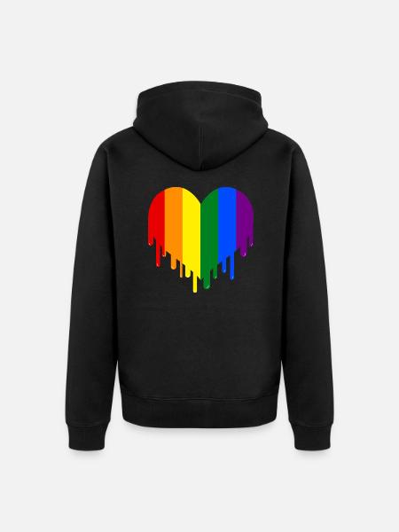 Tropfendes LGBT Gay Pride Herz Gay Pride - Premium økologisk unisex-hættejakke - sort
