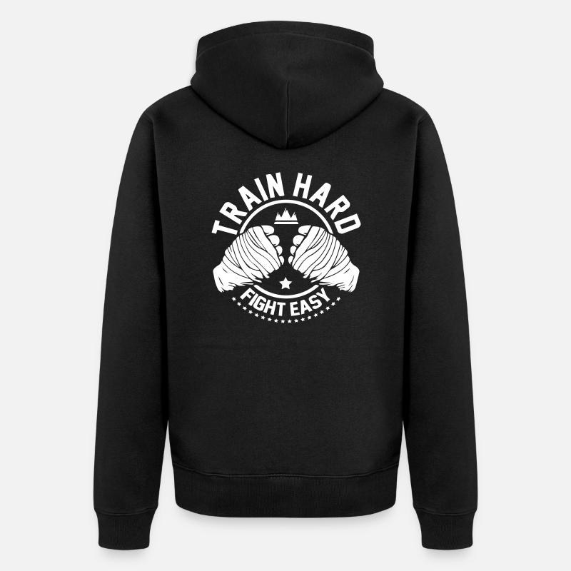Entraînez-vous hard fight Easy Boxing - Veste à capuche bio Premium Unisexe - noir