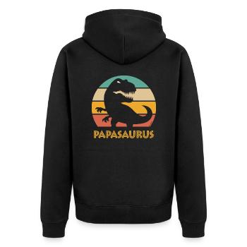 Papasaurus (Bester Papa / Vater / Daddy / 5C PNG) - Unisex Premium Bio Zip Hoodie - Schwarz - Hinten - Nico (187cm)