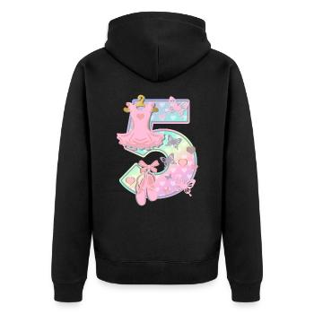 Ballerine 5ème anniversaire Numéro 5 - 5 ans - Veste à capuche bio Premium Unisexe - noir - Dos - Nico (187cm)