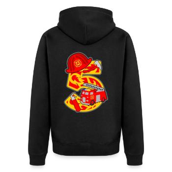 Pompier 5ème anniversaire numéro 5 - 5 ans - Veste à capuche bio Premium Unisexe - noir - Dos - Nico (187cm)