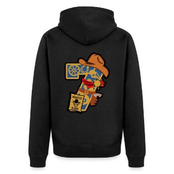 Cowboy 7. Geburtstagsparty Nummer 7 - 7 Jahre - Unisex Premium Bio Zip Hoodie - Schwarz - Hinten - Nico (187cm)