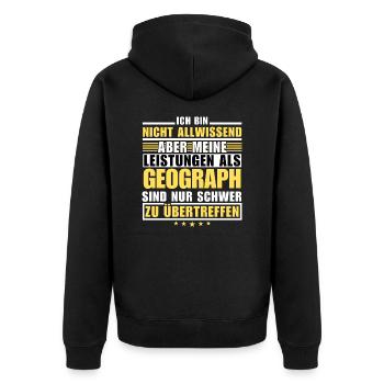 Unübertroffene Leistung als Geograph - Unisex Premium Bio Zip Hoodie - Schwarz - Hinten - Nico (187cm)