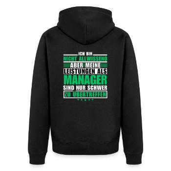 Des performances inégalées en tant que manager - Veste à capuche bio Premium Unisexe - noir - Dos - Nico (187cm)
