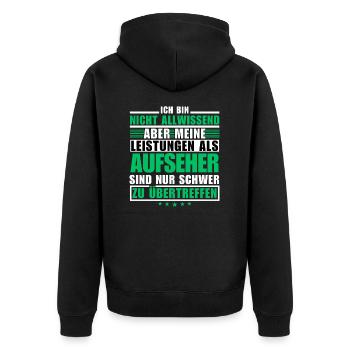 Unübertroffene Leistung als Aufseher - Unisex Premium Bio Zip Hoodie - Schwarz - Hinten - Nico (187cm)