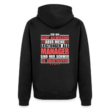 Des performances inégalées en tant que manager - Veste à capuche bio Premium Unisexe - noir - Dos - Nico (187cm)