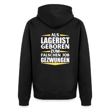 Warehouse clerk ended up in the wrong job - Unisex Premium Organic Zip Hoodie - black - Back - Nico (187cm)