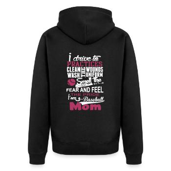 I Am A Baseball Mom - Unisex Premium Organic Zip Hoodie - black - Back - Nico (187cm)